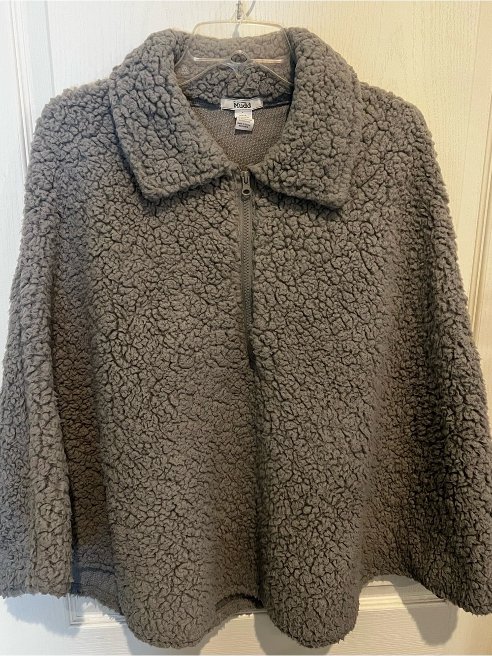 Mudd Gray Plush Half-Zip Teddy Jacket